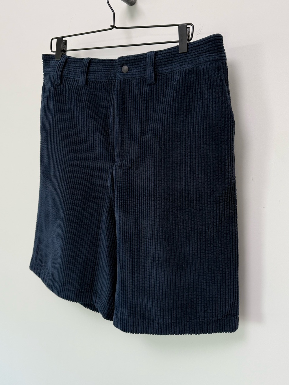 Acne Studios Ross Wide-Leg Cotton Blend Corduroy Shorts Size 48 Navy - Picture 4 of 13